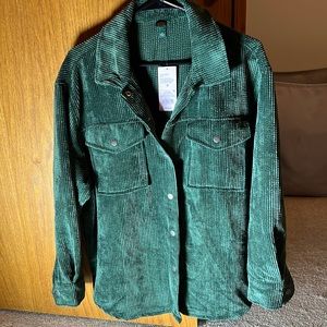 Wild Fable Forest Green Ribbed Button Up Medium